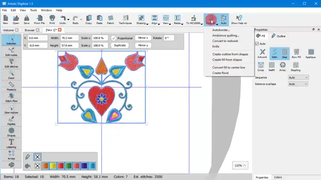 Janome Digital Embroidery - Convert to Redwork